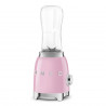 Blender Smeg PBF01PKEU, 300 W, 2 x 600 ml, 20 000–24 000 rpm, bază antiderapantă, fără BPA, oțel inoxidabil, roz