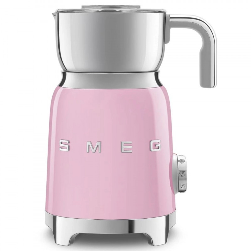Aparat pentru spumarea laptelui Smeg MFF11PKEU, 500 W, 600 ml, 8 programe, cană detașabilă, oprire automată, roz