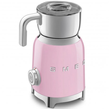 Aparat pentru spumarea laptelui Smeg MFF11PKEU, 500 W, 600 ml, 8 programe, cană detașabilă, oprire automată, roz