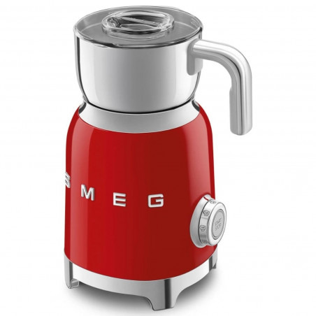 Aparat pentru spumarea laptelui Smeg MFF11RDEU, 500 W, 600 ml, 8 programe, Cana detasabila, Oprire automata, Rosu