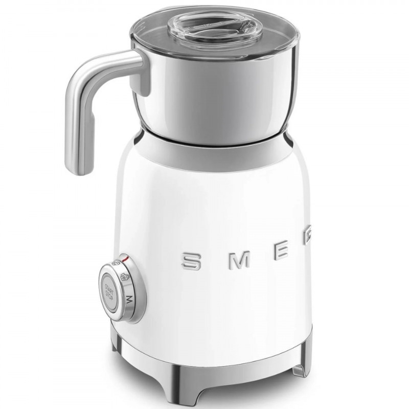 Aparat pentru spumarea laptelui Smeg MFF11WHEU, 500 W, 600 ml, 8 programe, cană detașabilă, oprire automată, alb
