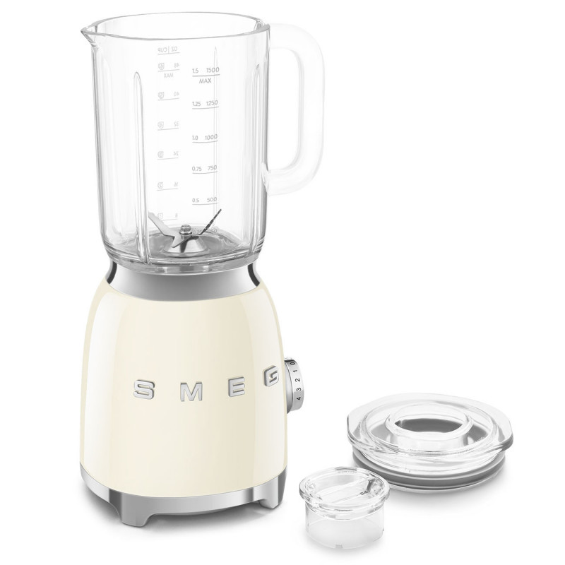 Blender Smeg BLF03CREU, 800 W, 1,5 l, 18 000 rpm, 4 programe, 4 viteze + funcție „Puls”, oțel inoxidabil, culoare crem