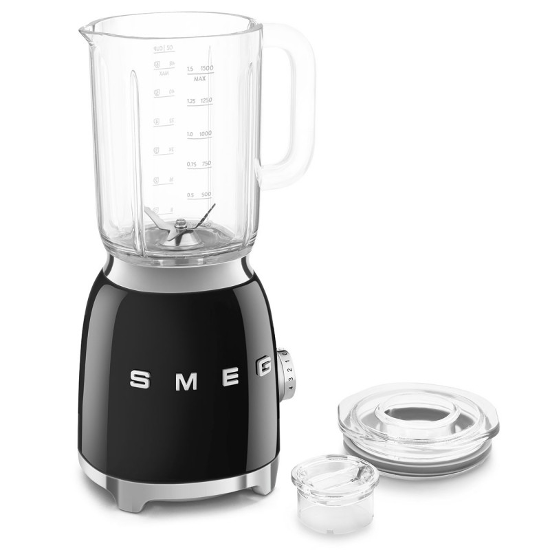 Blender Smeg BLF03BLEU, 800 W, 1,5 l, 18 000 rpm, 4 programe, 4 viteze + funcție „Puls”, oțel inoxidabil, negru