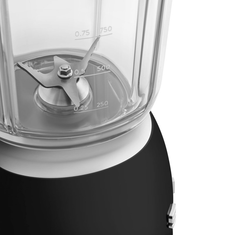 Blender Smeg BLF03BLEU, 800 W, 1,5 l, 18 000 rpm, 4 programe, 4 viteze + funcție „Puls”, oțel inoxidabil, negru