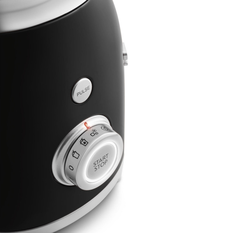 Blender Smeg BLF03BLEU, 800 W, 1,5 l, 18 000 rpm, 4 programe, 4 viteze + funcție „Puls”, oțel inoxidabil, negru