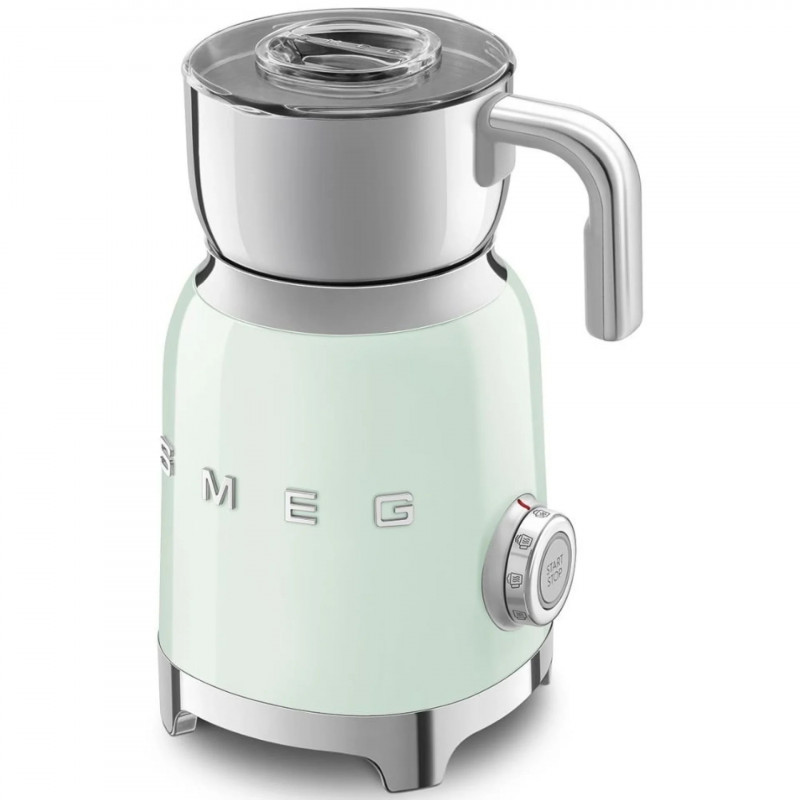 Aparat pentru spumarea laptelui Smeg MFF11PGEU, 500 W, 600 ml, 8 programe, cană detașabilă, oprire automată, verde pastel