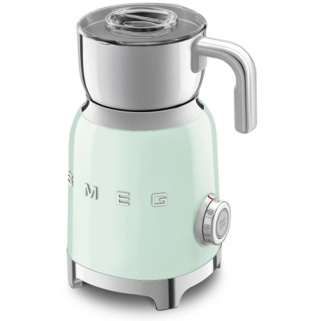 Aparat pentru spumarea laptelui Smeg MFF11PGEU, 500 W, 600 ml, 8 programe, cană detașabilă, oprire automată, verde pastel
