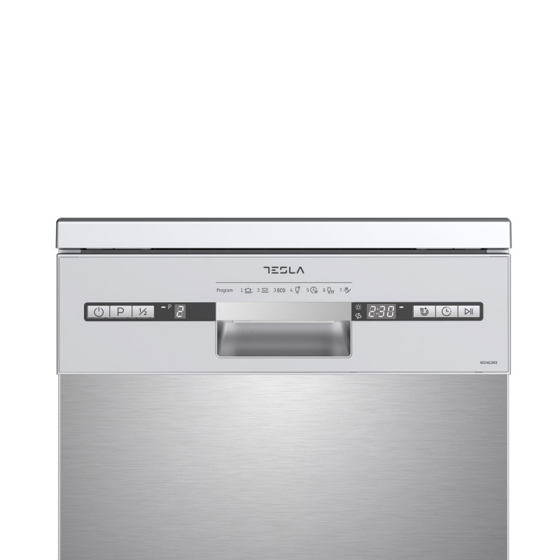 Mașină de spălat vase Tesla WD462MX, 10 seturi, 7 programe, Clasa E, Pornire amânată, Încărcare parțială, 45 cm, oțel inoxidabil