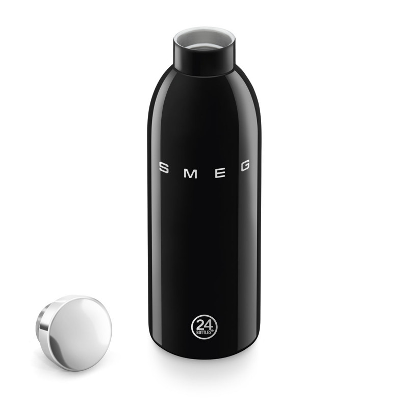 Sticlă termică SMEG Clima 50's Style WBF01BL, 500 ml, închidere ermetică, cu pereți dubli, oțel inoxidabil 18/8, negru
