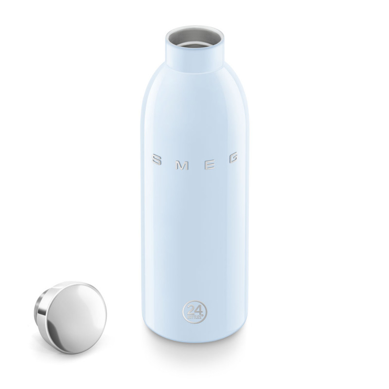 Sticlă termică SMEG Clima 50's Style WBF01PB, 500 ml, închidere ermetică, cu pereți dubli, oțel inoxidabil 18/8, albastră