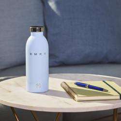 Sticlă termică SMEG Clima 50's Style WBF01PB, 500 ml, închidere ermetică, cu pereți dubli, oțel inoxidabil 18/8, albastră