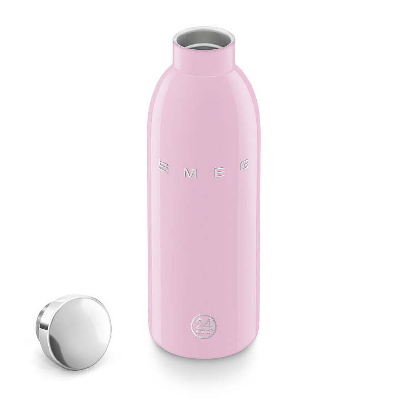 Sticlă termică SMEG Clima 50's Style WBF01PK, 500 ml, închidere ermetică, cu pereți dubli, oțel inoxidabil 18/8, roz