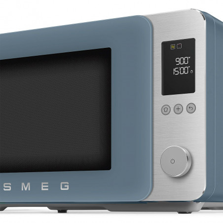 Cuptor cu microunde combinat cu aer cald SMEG Collezione MOC02SBMEU, 900 W, 27 l, 25 de programe, închidere lentă, setări personalizate, albastru