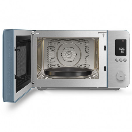 Cuptor cu microunde combinat cu aer cald SMEG Collezione MOC02SBMEU, 900 W, 27 l, 25 de programe, închidere lentă, setări personalizate, albastru