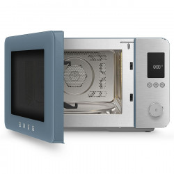 Cuptor cu microunde combinat cu aer cald SMEG Collezione MOC02SBMEU, 900 W, 27 l, 25 de programe, închidere lentă, setări personalizate, albastru