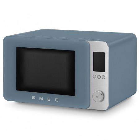 Cuptor cu microunde combinat cu aer cald SMEG Collezione MOC02SBMEU, 900 W, 27 l, 25 de programe, închidere lentă, setări personalizate, albastru