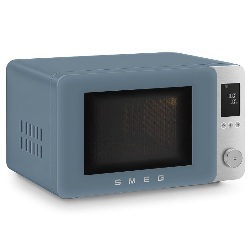 Cuptor cu microunde combinat cu aer cald SMEG Collezione MOC02SBMEU, 900 W, 27 l, 25 de programe, închidere lentă, setări personalizate, albastru