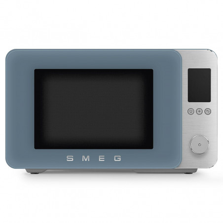 Cuptor cu microunde combinat cu aer cald SMEG Collezione MOC02SBMEU, 900 W, 27 l, 25 de programe, închidere lentă, setări personalizate, albastru