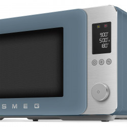 Cuptor cu microunde combinat cu aer cald SMEG Collezione MOC02SBMEU, 900 W, 27 l, 25 de programe, închidere lentă, setări personalizate, albastru