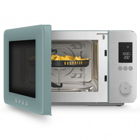 Cuptor cu microunde combinat cu aer cald SMEG Collezione MOC02EGMEU, 900 W, 27 l, 25 de programe, închidere lină, setări personalizate, verde