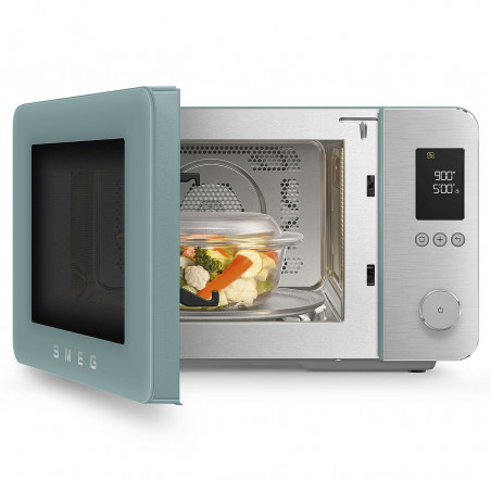 Cuptor cu microunde combinat cu aer cald SMEG Collezione MOC02EGMEU, 900 W, 27 l, 25 de programe, închidere lină, setări personalizate, verde