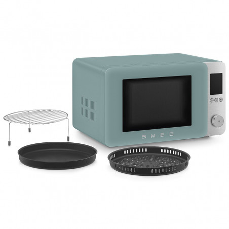 Cuptor cu microunde combinat cu aer cald SMEG Collezione MOC02EGMEU, 900 W, 27 l, 25 de programe, închidere lină, setări personalizate, verde