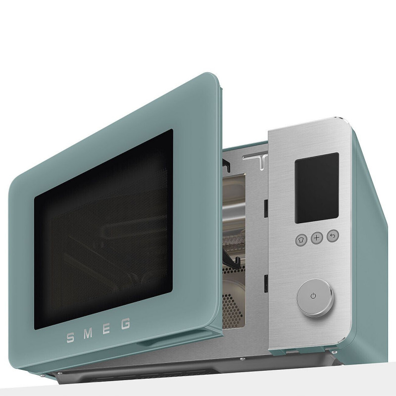 Cuptor cu microunde combinat cu aer cald SMEG Collezione MOC02EGMEU, 900 W, 27 l, 25 de programe, închidere lină, setări personalizate, verde