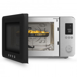 Cuptor cu microunde combinat cu aer cald SMEG Collezione MOC02BLMEU, 900 W, 27 l, 25 de programe, închidere lină, setări personalizate, negru mat