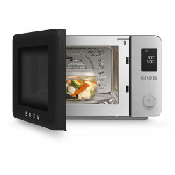 Cuptor cu microunde combinat cu aer cald SMEG Collezione MOC02BLMEU, 900 W, 27 l, 25 de programe, închidere lină, setări personalizate, negru mat