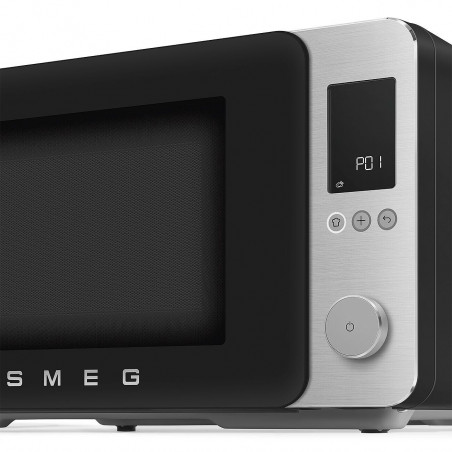 Cuptor cu microunde combinat cu aer cald SMEG Collezione MOC02BLMEU, 900 W, 27 l, 25 de programe, închidere lină, setări personalizate, negru mat