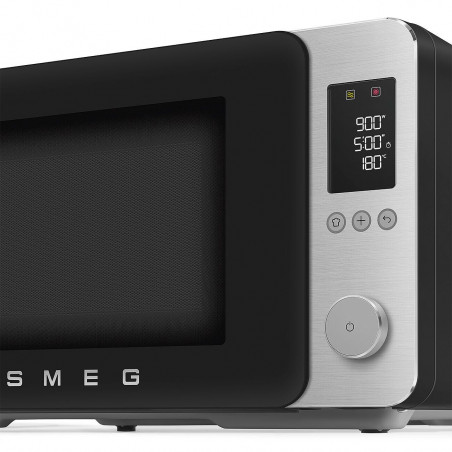 Cuptor cu microunde combinat cu aer cald SMEG Collezione MOC02BLMEU, 900 W, 27 l, 25 de programe, închidere lină, setări personalizate, negru mat