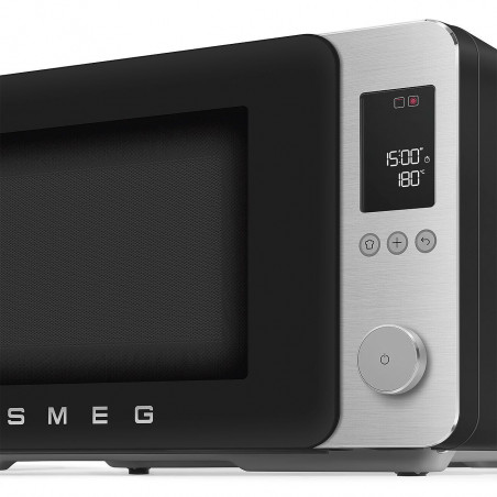 Cuptor cu microunde combinat cu aer cald SMEG Collezione MOC02BLMEU, 900 W, 27 l, 25 de programe, închidere lină, setări personalizate, negru mat