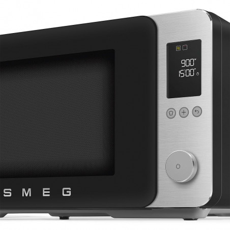 Cuptor cu microunde combinat cu aer cald SMEG Collezione MOC02BLMEU, 900 W, 27 l, 25 de programe, închidere lină, setări personalizate, negru mat