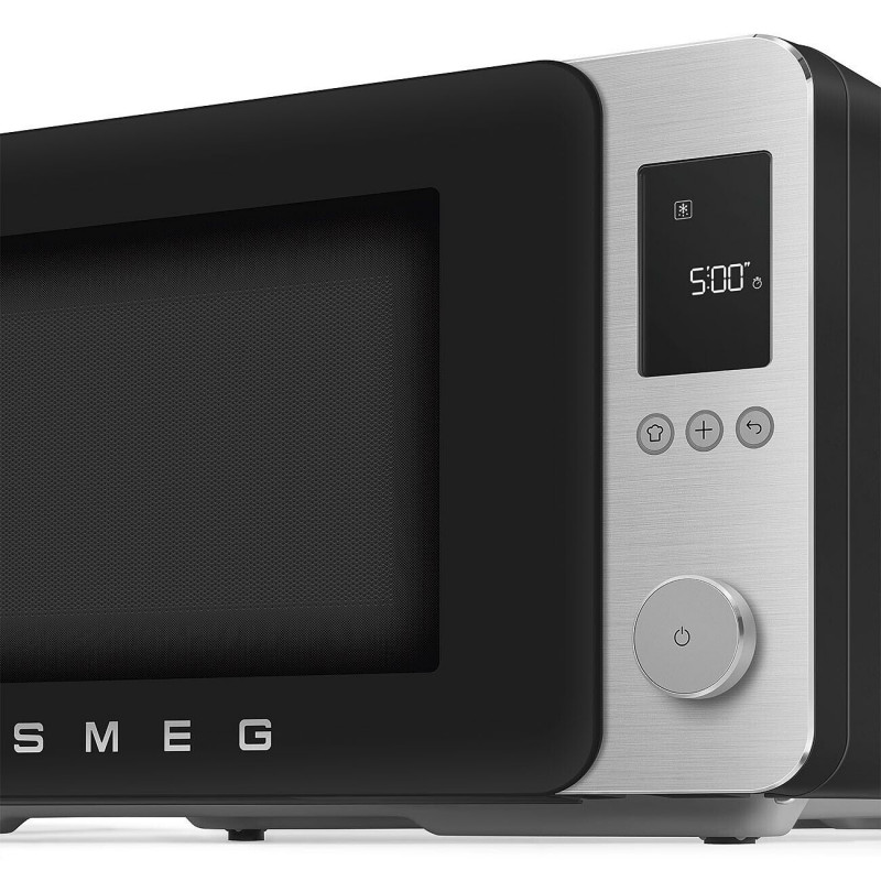 Cuptor cu microunde combinat cu aer cald SMEG Collezione MOC02BLMEU, 900 W, 27 l, 25 de programe, închidere lină, setări personalizate, negru mat