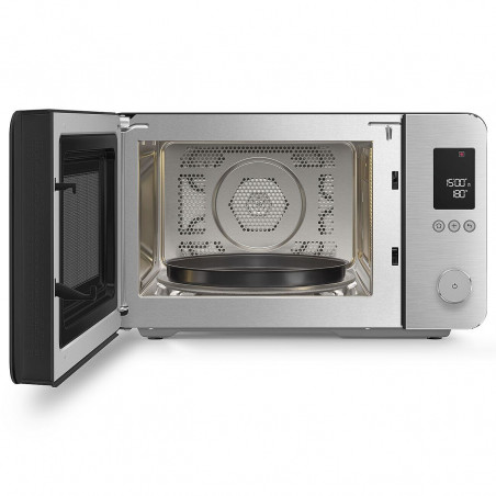 Cuptor cu microunde combinat cu aer cald SMEG Collezione MOC02BLMEU, 900 W, 27 l, 25 de programe, închidere lină, setări personalizate, negru mat