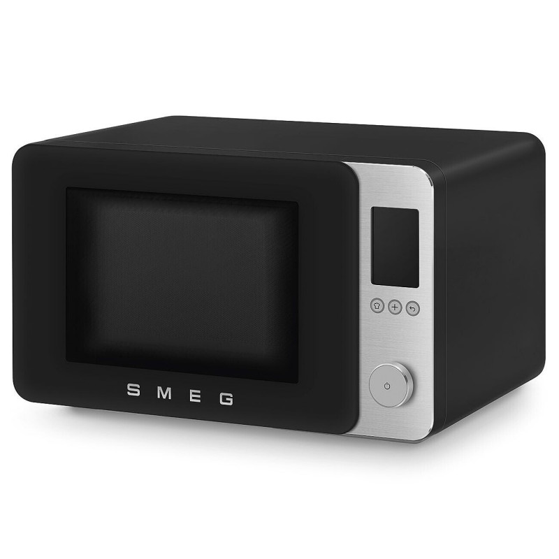 Cuptor cu microunde combinat cu aer cald SMEG Collezione MOC02BLMEU, 900 W, 27 l, 25 de programe, închidere lină, setări personalizate, negru mat