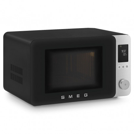Cuptor cu microunde combinat cu aer cald SMEG Collezione MOC02BLMEU, 900 W, 27 l, 25 de programe, închidere lină, setări personalizate, negru mat