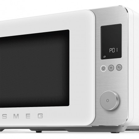 Cuptor cu microunde combinat cu aer cald SMEG Collezione MOC02WHMEU, 900 W, 27 l, 25 de programe, închidere lină, setări personalizate, alb mat