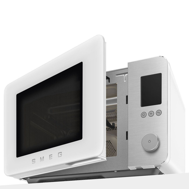 Cuptor cu microunde combinat cu aer cald SMEG Collezione MOC02WHMEU, 900 W, 27 l, 25 de programe, închidere lină, setări personalizate, alb mat