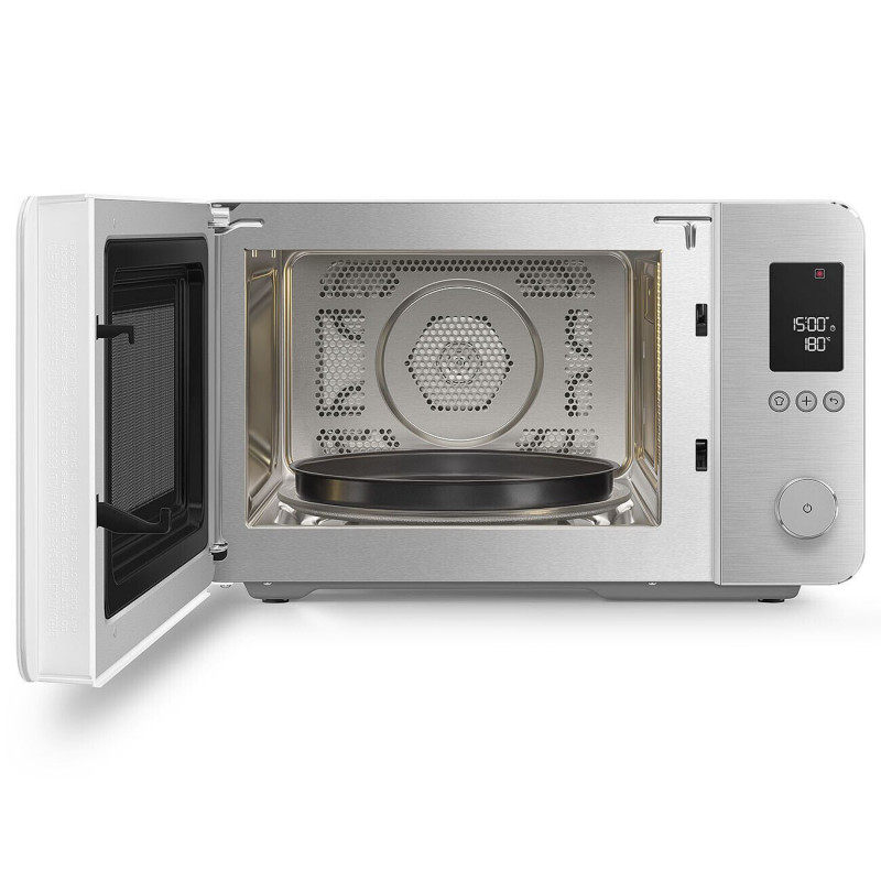 Cuptor cu microunde combinat cu aer cald SMEG Collezione MOC02WHMEU, 900 W, 27 l, 25 de programe, închidere lină, setări personalizate, alb mat