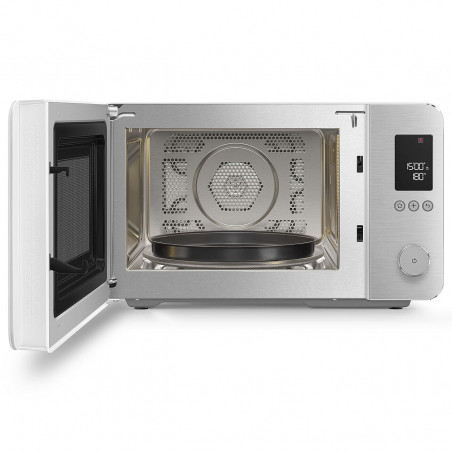 Cuptor cu microunde combinat cu aer cald SMEG Collezione MOC02WHMEU, 900 W, 27 l, 25 de programe, închidere lină, setări personalizate, alb mat