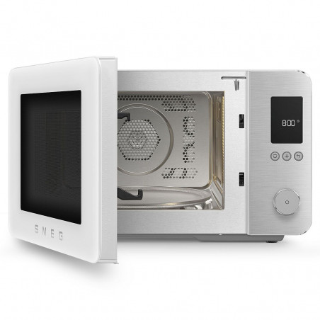 Cuptor cu microunde combinat cu aer cald SMEG Collezione MOC02WHMEU, 900 W, 27 l, 25 de programe, închidere lină, setări personalizate, alb mat