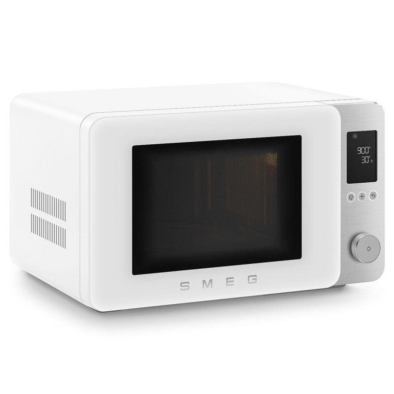 Cuptor cu microunde combinat cu aer cald SMEG Collezione MOC02WHMEU, 900 W, 27 l, 25 de programe, închidere lină, setări personalizate, alb mat