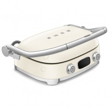 Grătar multifuncțional SMEG 50's Style MGF01CREU, 2100 W, 60-230 °C, 3 programe, acoperire ceramică, tavă de scurgere, semnal sonor, cronometru, culoare crem