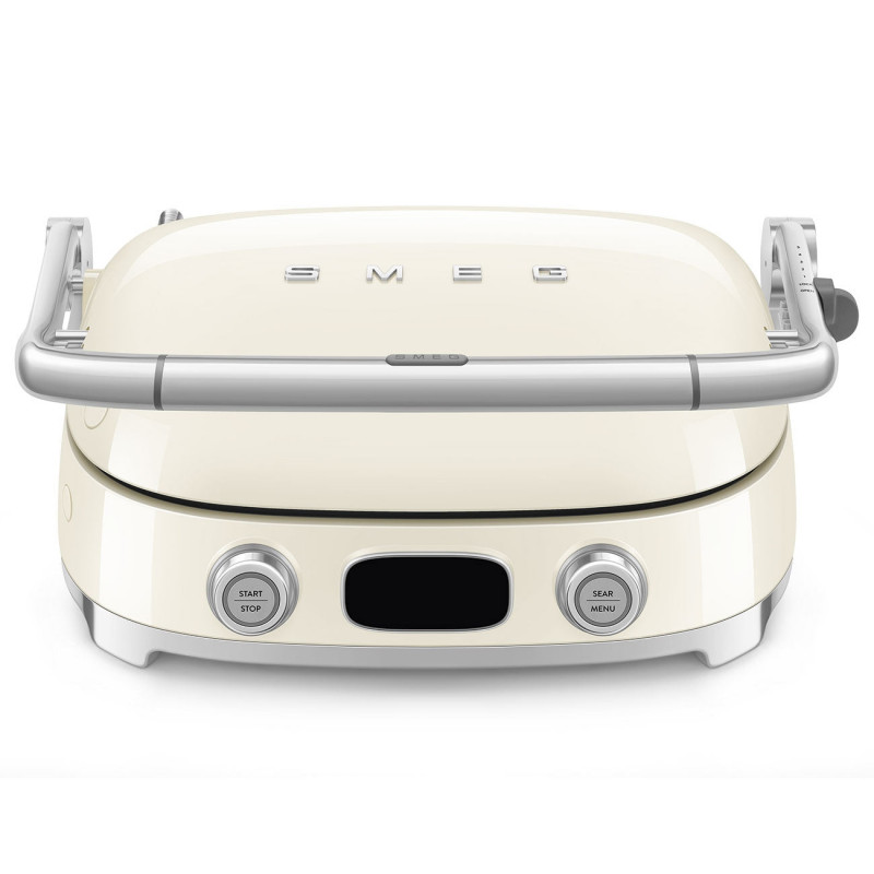 Grătar multifuncțional SMEG 50's Style MGF01CREU, 2100 W, 60-230 °C, 3 programe, acoperire ceramică, tavă de scurgere, semnal sonor, cronometru, culoare crem
