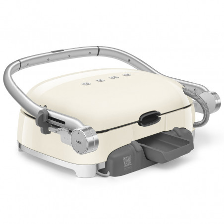 Grătar multifuncțional SMEG 50's Style MGF01CREU, 2100 W, 60-230 °C, 3 programe, acoperire ceramică, tavă de scurgere, semnal sonor, cronometru, culoare crem