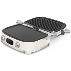 Grătar multifuncțional SMEG 50's Style MGF01CREU, 2100 W, 60-230 °C, 3 programe, acoperire ceramică, tavă de scurgere, semnal sonor, cronometru, culoare crem