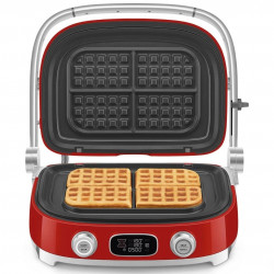 Grătar multifuncțional SMEG 50's Style MGF01RDEU, 2100 W, 60-230 °C, 3 programe, acoperire ceramică, tavă de scurgere, semnal sonor, cronometru, roșu