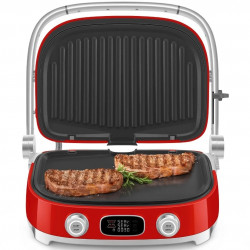 Grătar multifuncțional SMEG 50's Style MGF01RDEU, 2100 W, 60-230 °C, 3 programe, acoperire ceramică, tavă de scurgere, semnal sonor, cronometru, roșu