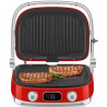 Grătar multifuncțional SMEG 50's Style MGF01RDEU, 2100 W, 60-230 °C, 3 programe, acoperire ceramică, tavă de scurgere, semnal sonor, cronometru, roșu
